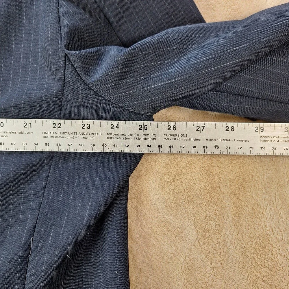 Vintage American Trend Suit Mens 50 41x28 Blue Stripe Single Vent 2 Btn 2 Piece